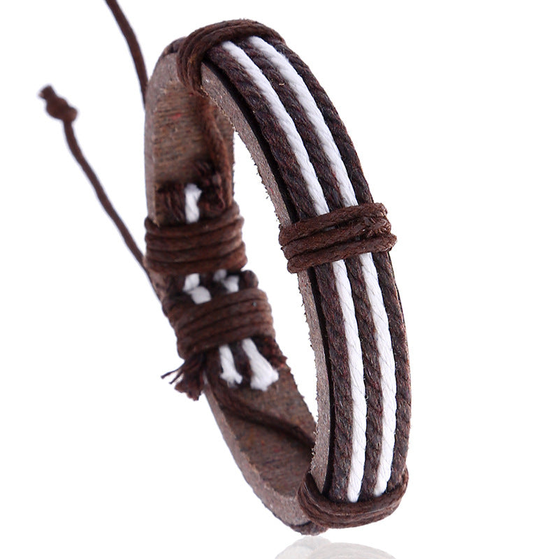 Herren-Armbänder aus Vintage-Gewebeleder, schlichtes Rindslederimitat