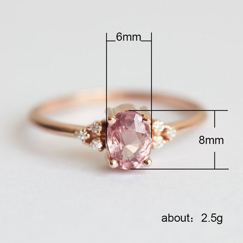 Copper Jewelry Pink Zircon Princess Goose Egg Shape Artificial Rings