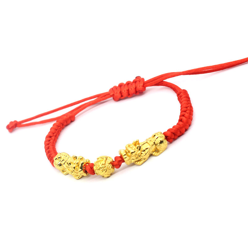 Exhibition Gift Double Gold Golden Balls Ingot Red Bracelets