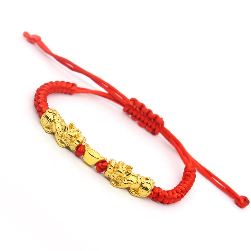 Exhibition Gift Double Gold Golden Balls Ingot Red Bracelets