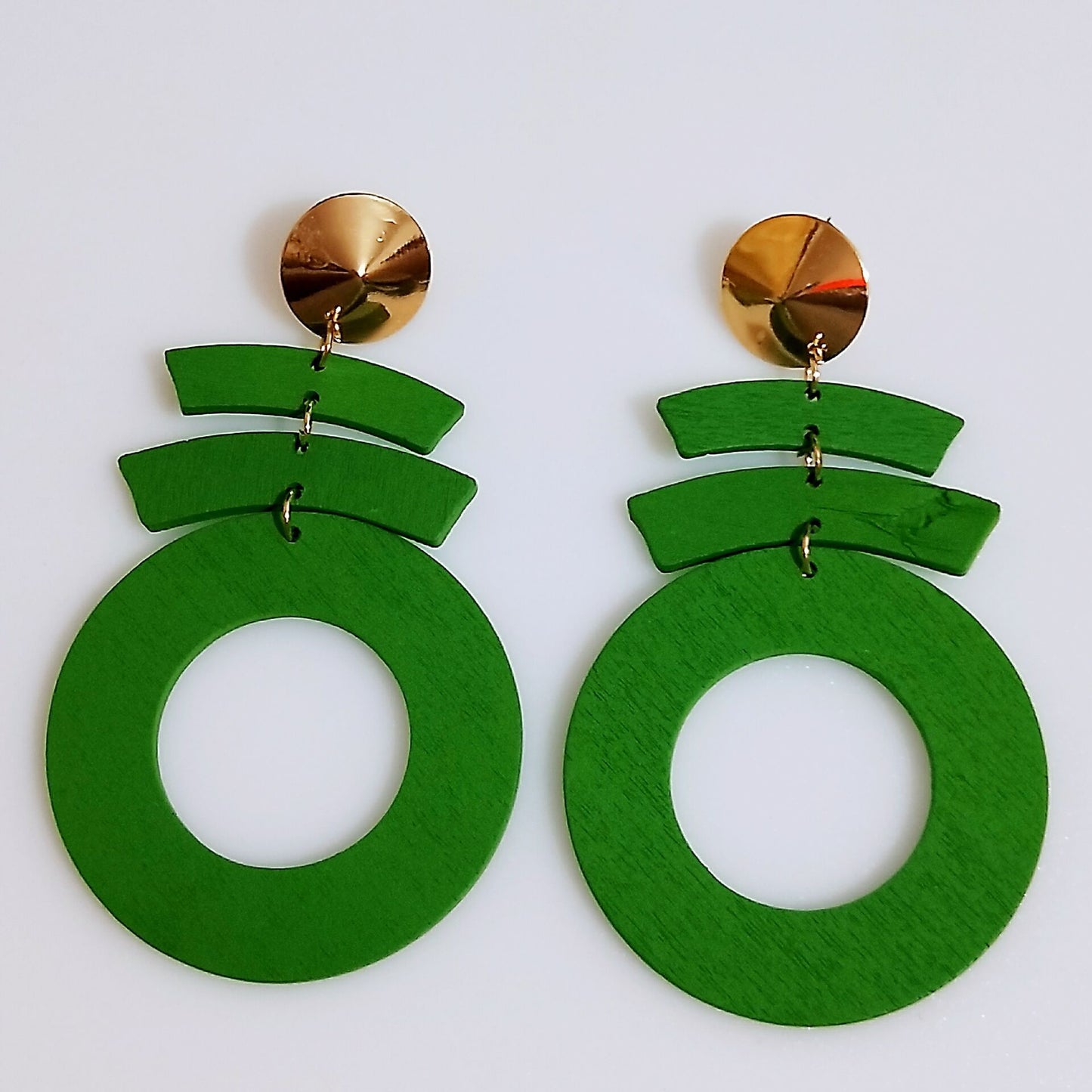 Series Stitching Pattern Geometric Round Wooden Fashion Wood Eardrops Rings