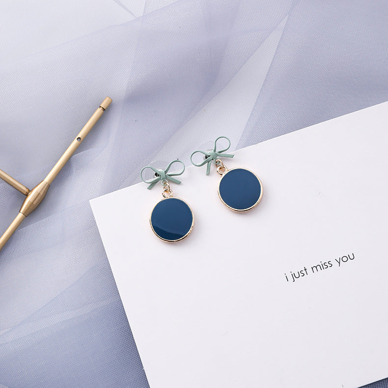 Trendy Blue Gray Color Female Geometric Personality Earrings