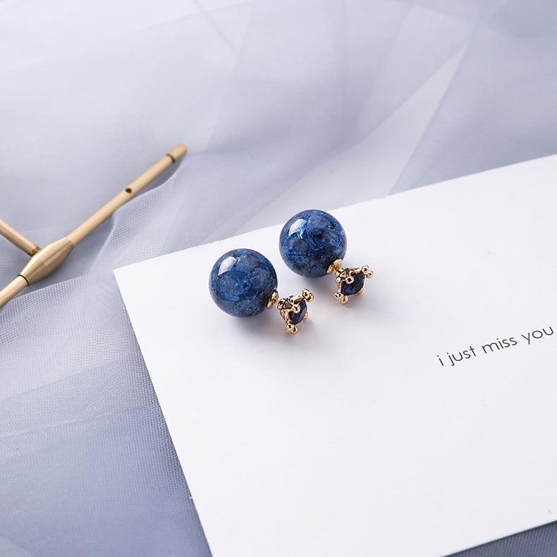 Trendy Blue Gray Color Female Geometric Personality Earrings