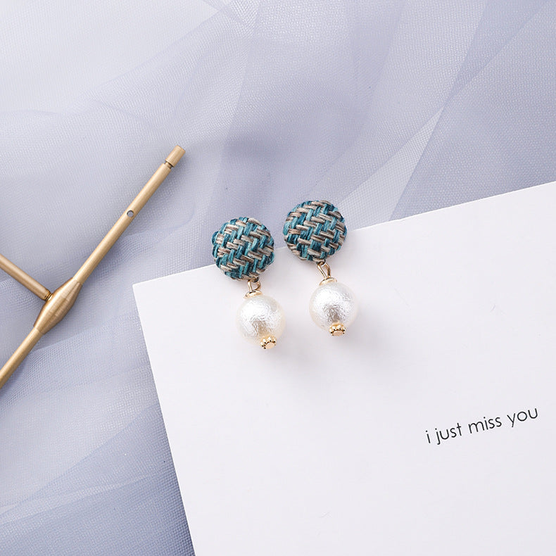 Trendy Blue Gray Color Female Geometric Personality Earrings