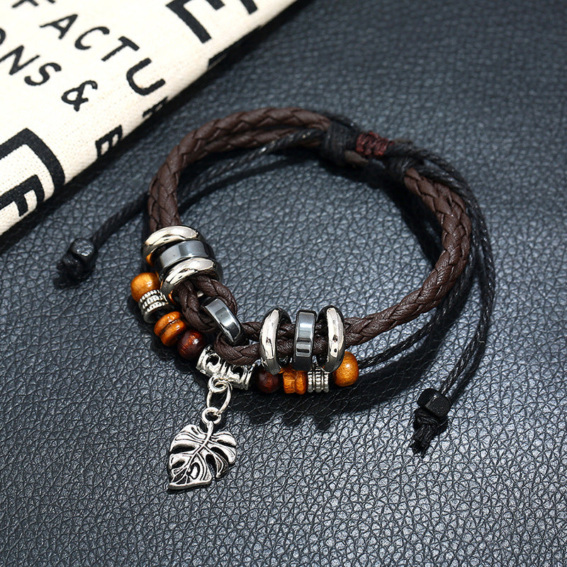 Men's Korean Chic And Unique Creative Leather Woven Bracelets