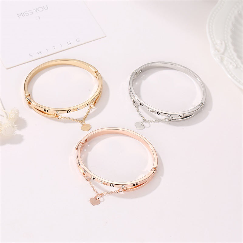 Love Roman Digital Tassel Peach Heart Temperament Wild Korean Rings