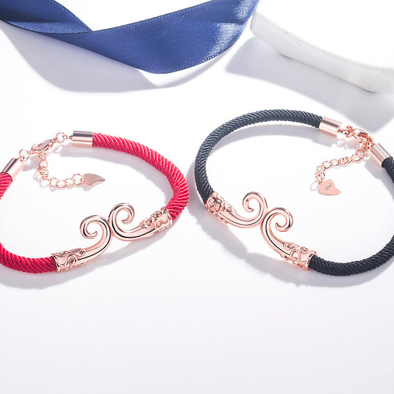 Goldene Hoop-Paar-Armbänder im koreanischen Stil für Damen und Herren