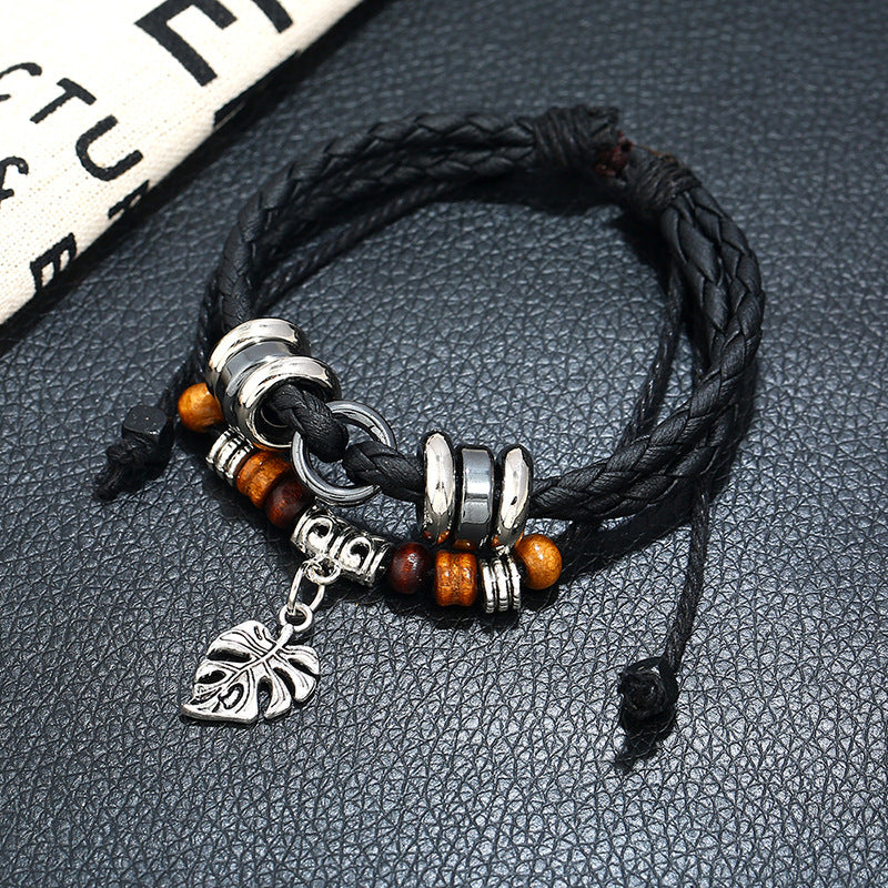 Men's Korean Chic And Unique Creative Leather Woven Bracelets