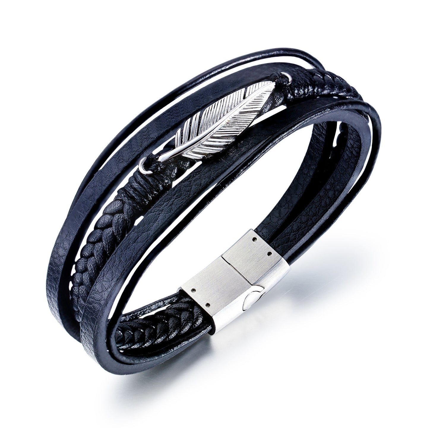 Personality Trendy Feather Fashion Woven Leather Bracelets