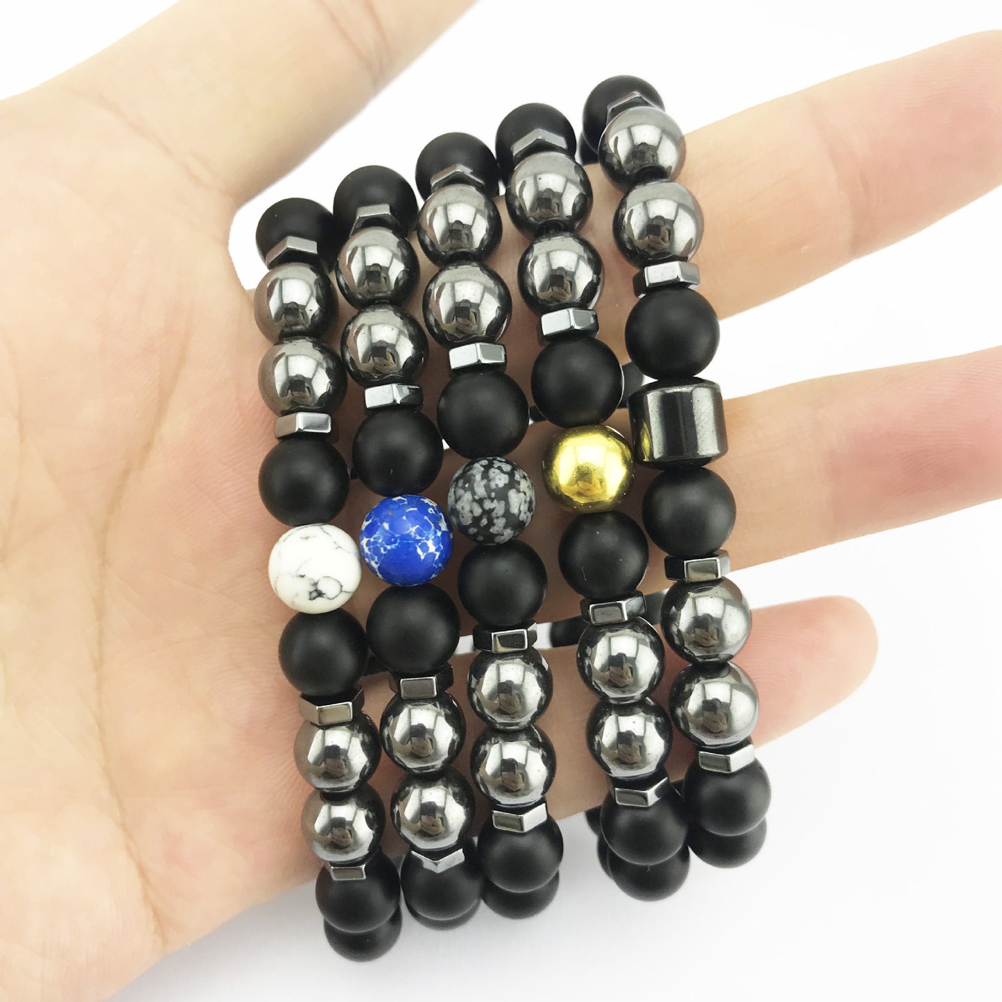 Magnetic Imitation Black Agate White Turquoise Handmade Bracelets