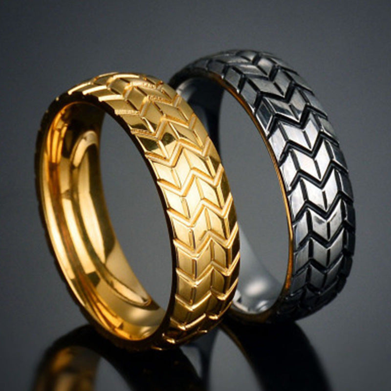 Women's & Men's & Electroplating Three-dimensional Carved Tire And Rings