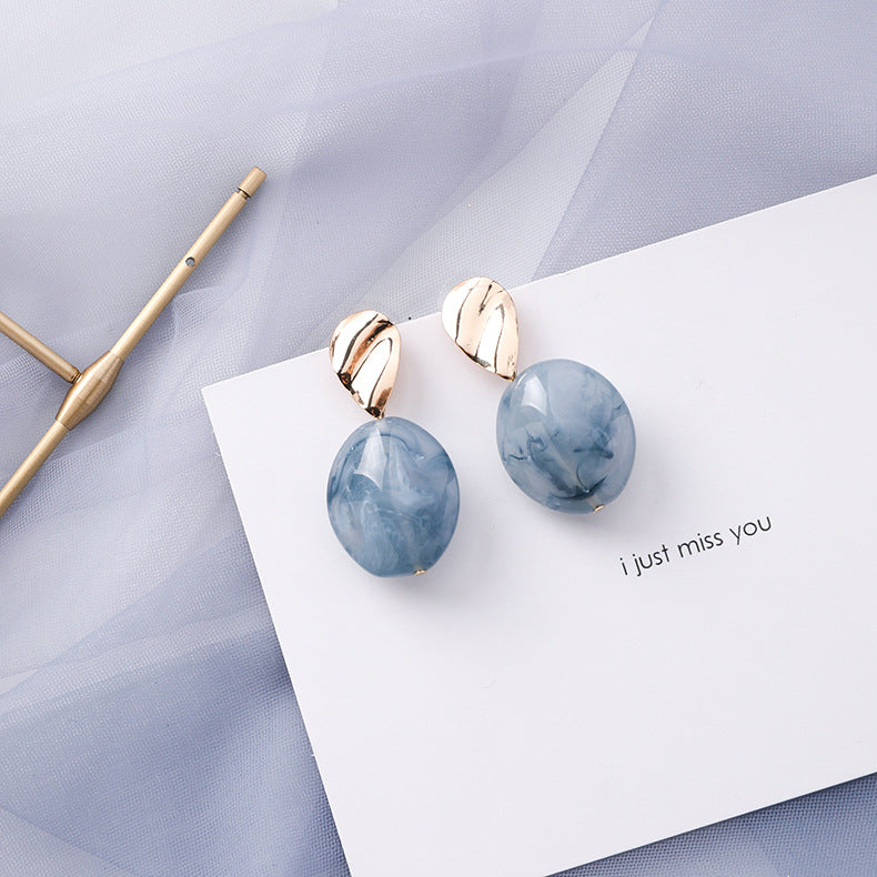 Trendy Blue Gray Color Female Geometric Personality Earrings