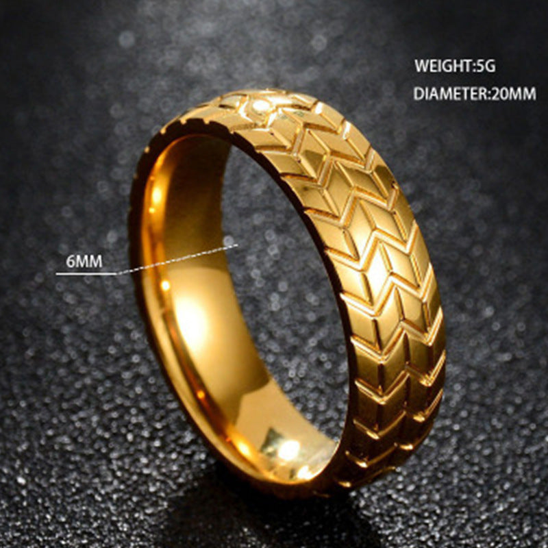 Women's & Men's & Electroplating Three-dimensional Carved Tire And Rings