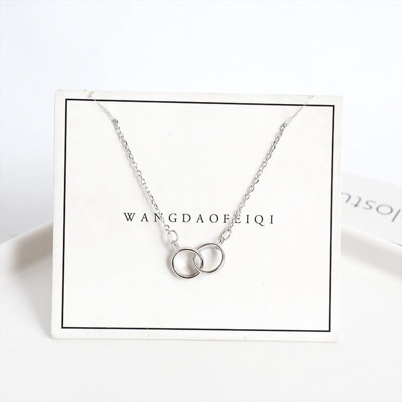 Women's Elegant Jewelry Sterling Sier Geometric Circle Korean High-grade Necklaces