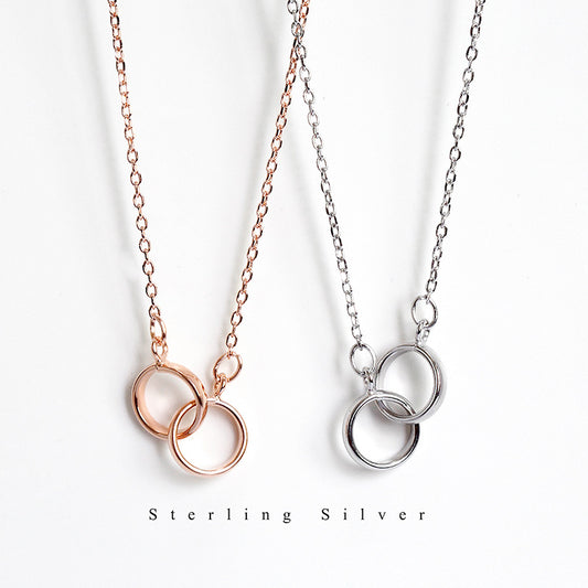 Women's Elegant Jewelry Sterling Sier Geometric Circle Korean High-grade Necklaces