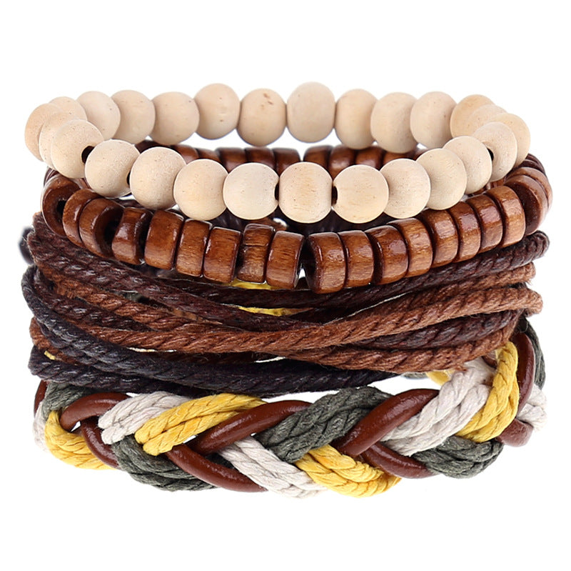 Suit Combination Woven Hand Strap Leather Bracelets