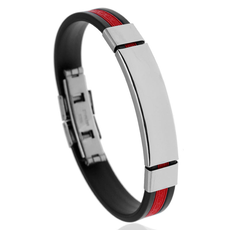 Men's Titanium Steel Stainless Wrist Silicone Bracelets