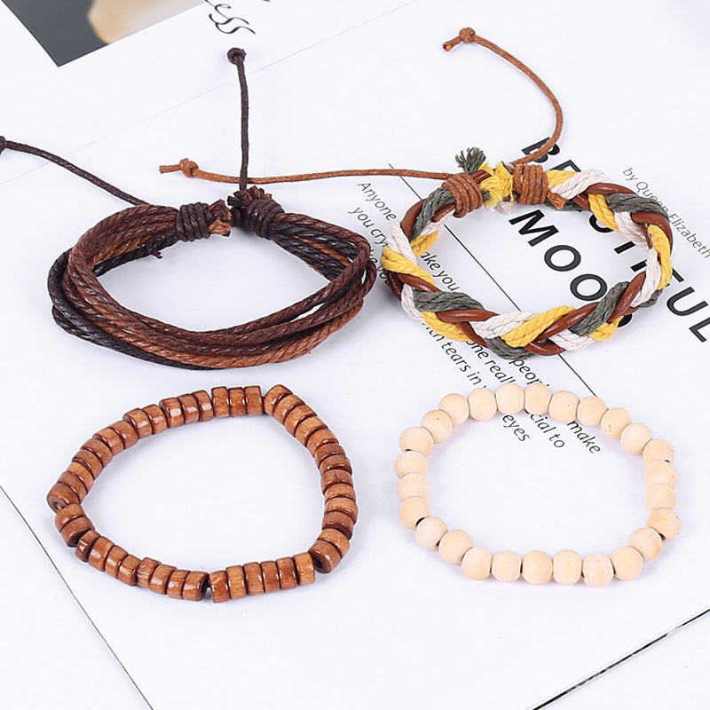 Suit Combination Woven Hand Strap Leather Bracelets