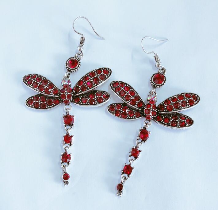 Crystal Insect Shape Vintage Ethnic Style Tassel Imitation Tibetan Sier Earrings