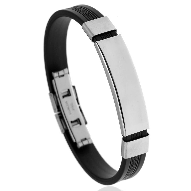 Men's Titanium Steel Stainless Wrist Silicone Bracelets