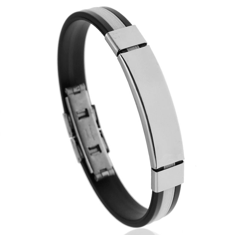 Men's Titanium Steel Stainless Wrist Silicone Bracelets