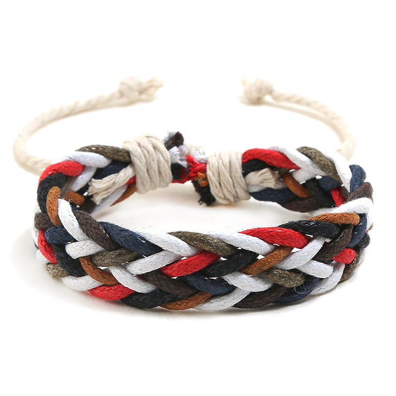 Wax Line Couple Ethnic Style Hand Bracelets