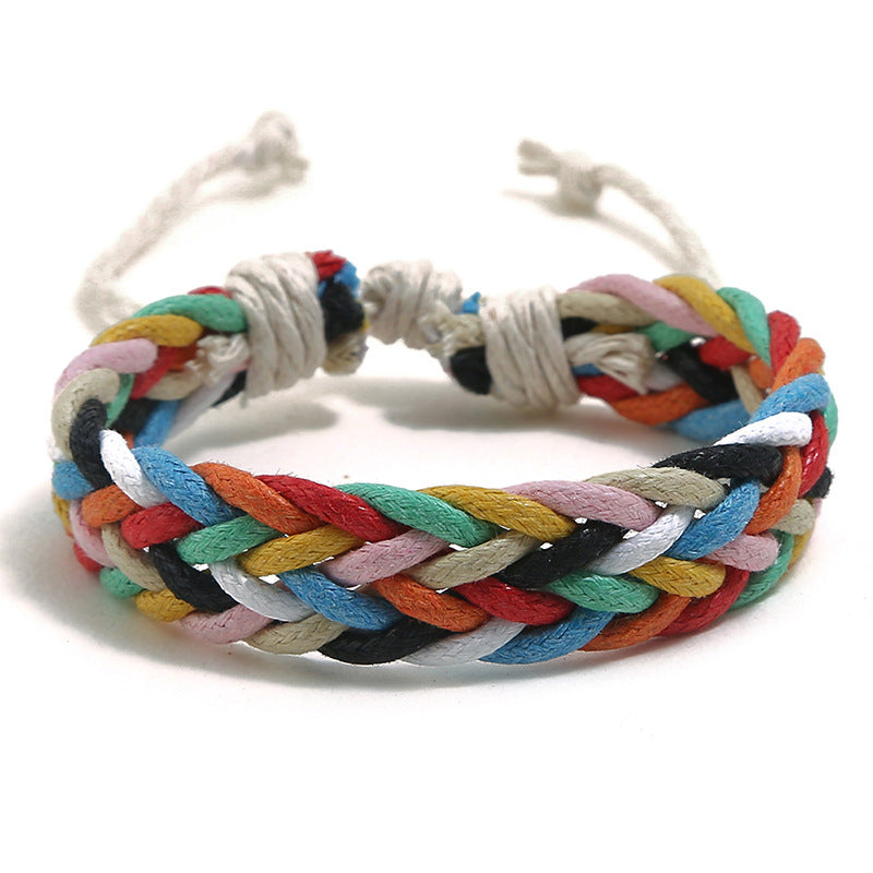 Wax Line Couple Ethnic Style Hand Bracelets