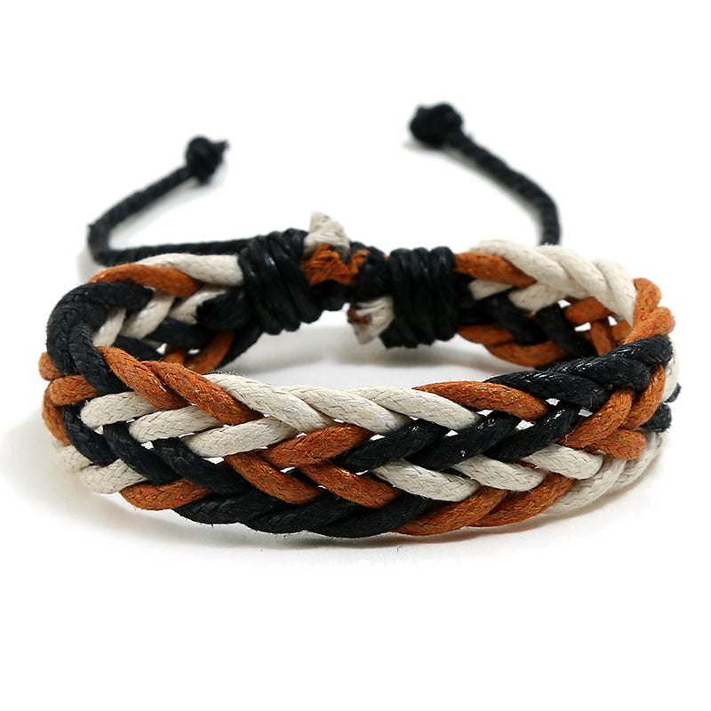 Wax Line Couple Ethnic Style Hand Bracelets