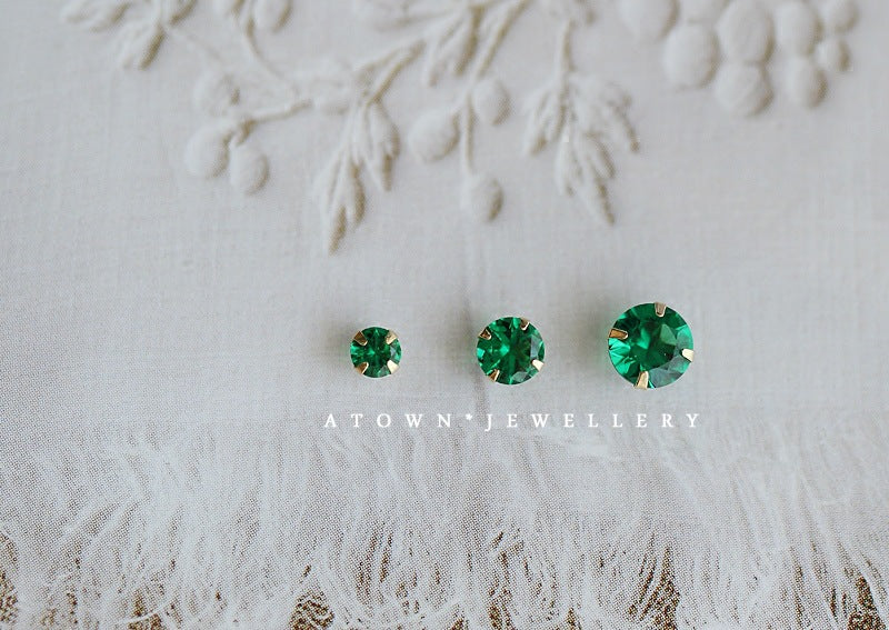 Sterling Sier Gold-plated Grandmother Green Item Earrings