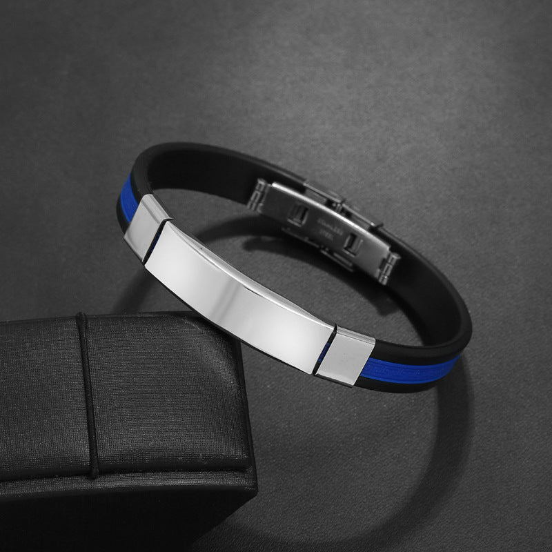 Bracelets en silicone pour hommes en acier inoxydable et titane