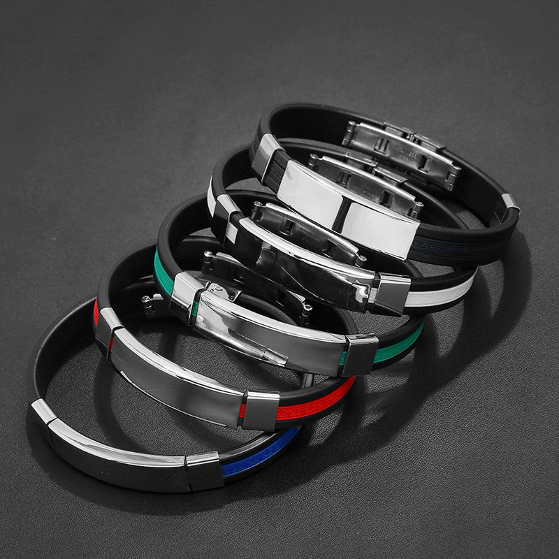 Men's Titanium Steel Stainless Wrist Silicone Bracelets