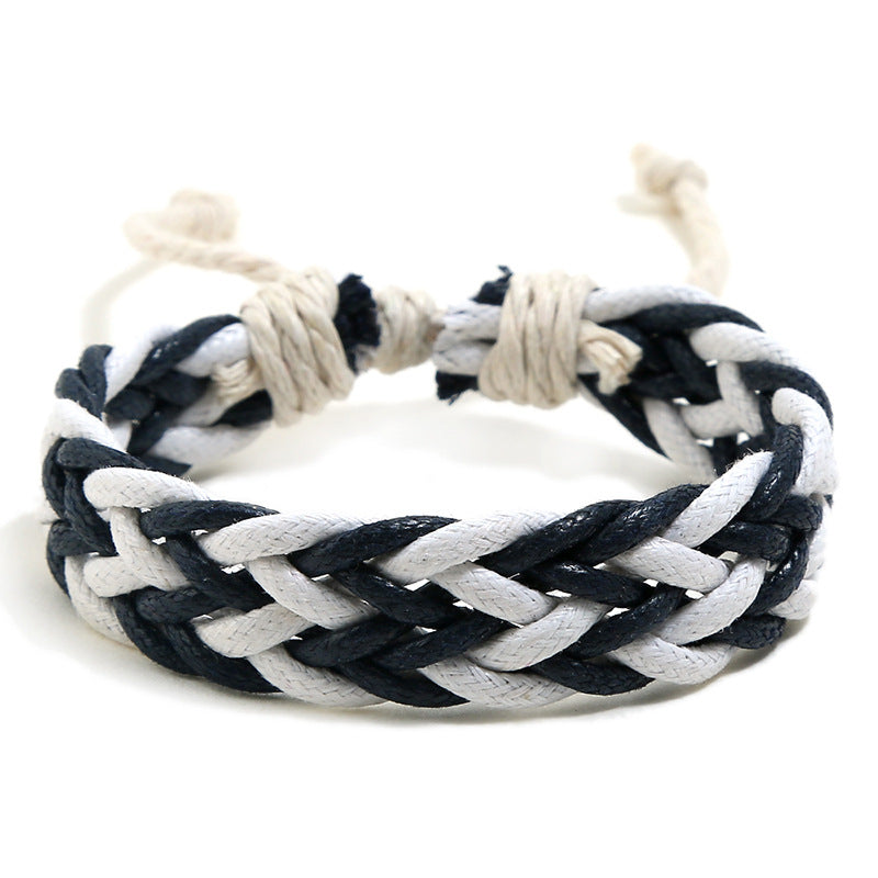 Wax Line Couple Ethnic Style Hand Bracelets