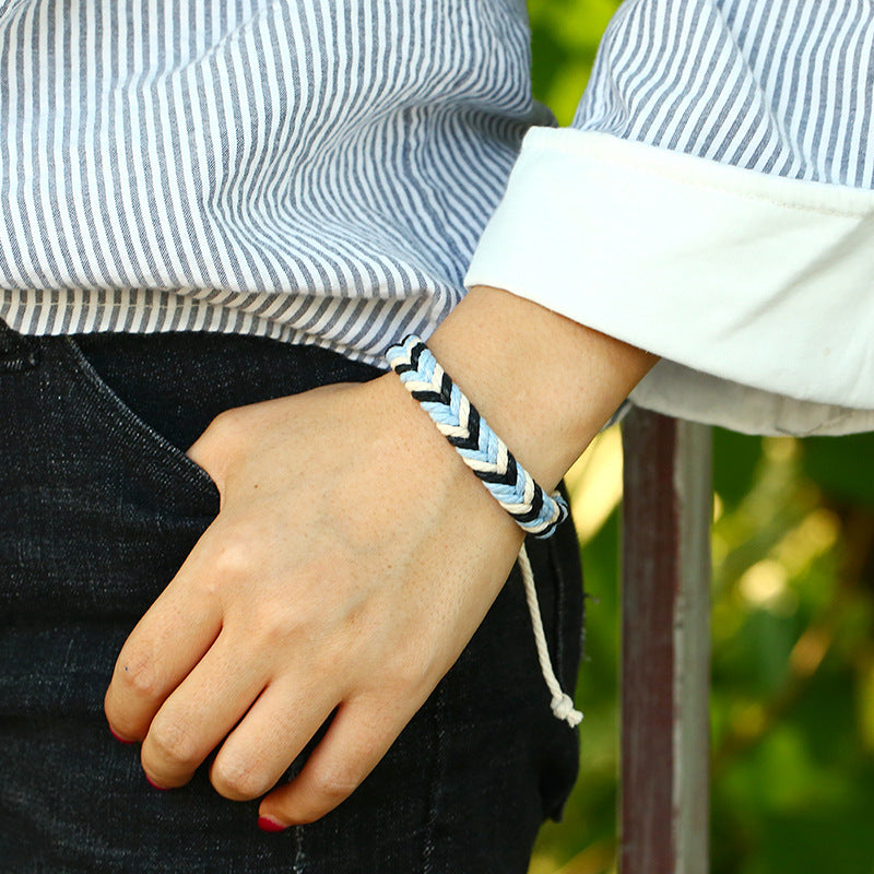 Bracelets de tissage à la main de style ethnique de couple de corde