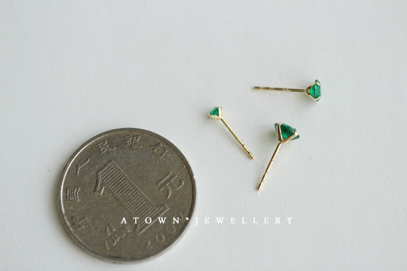 Sterling Sier Gold-plated Grandmother Green Item Earrings