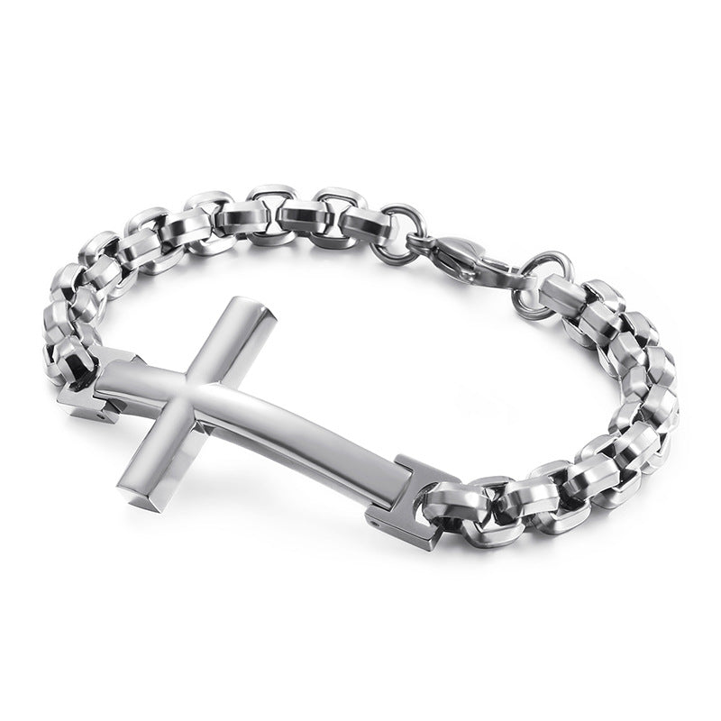 Men's Personalized Titanium Steel Trendy Stainless Cross Square Bracelets