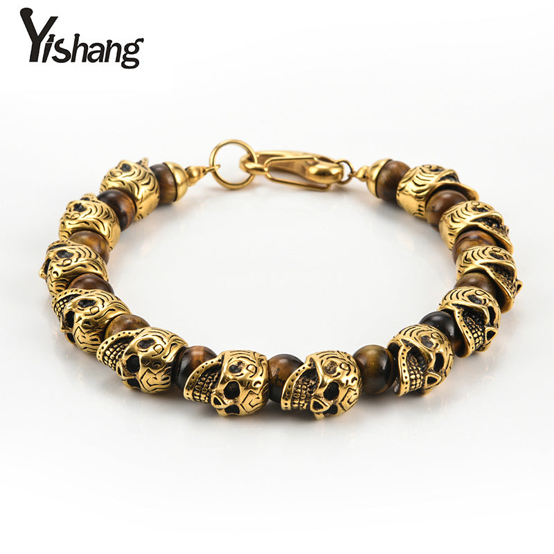 Stainless Steel Skull High Quality Natural Bracelets