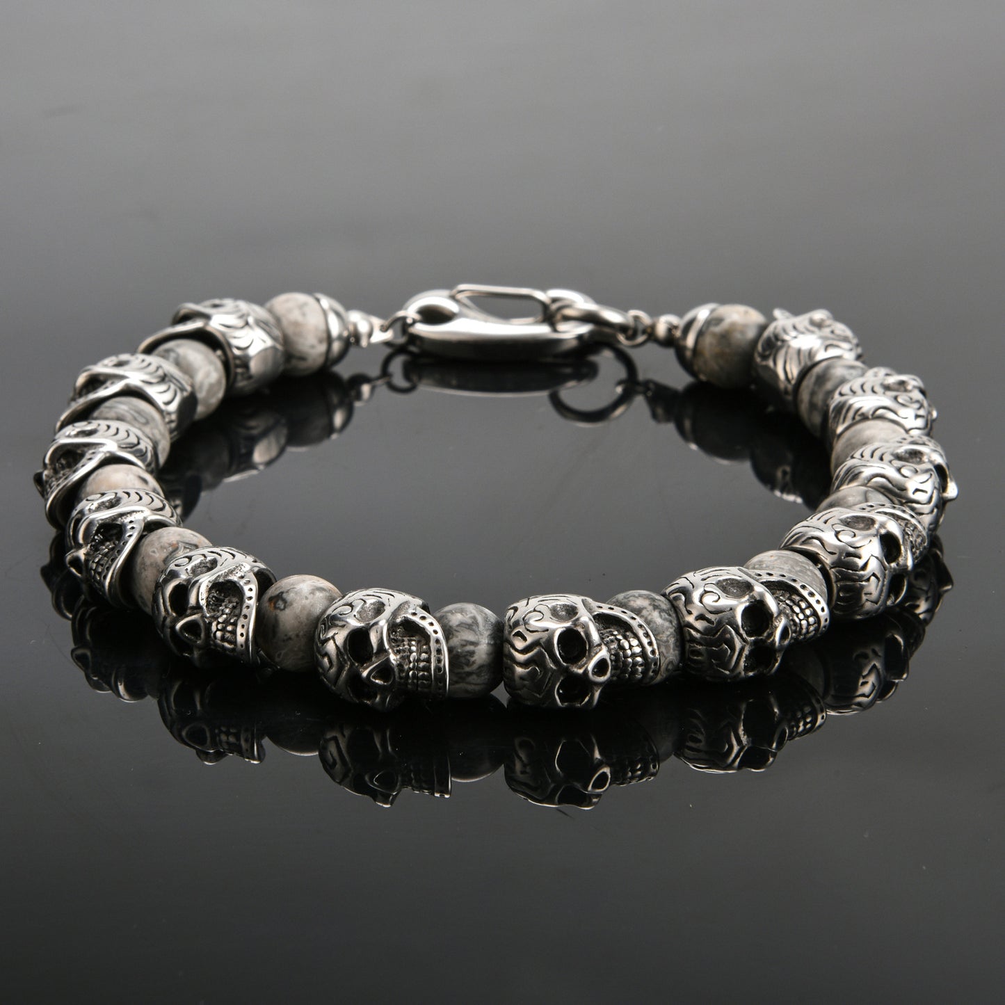 Stainless Steel Skull High Quality Natural Bracelets