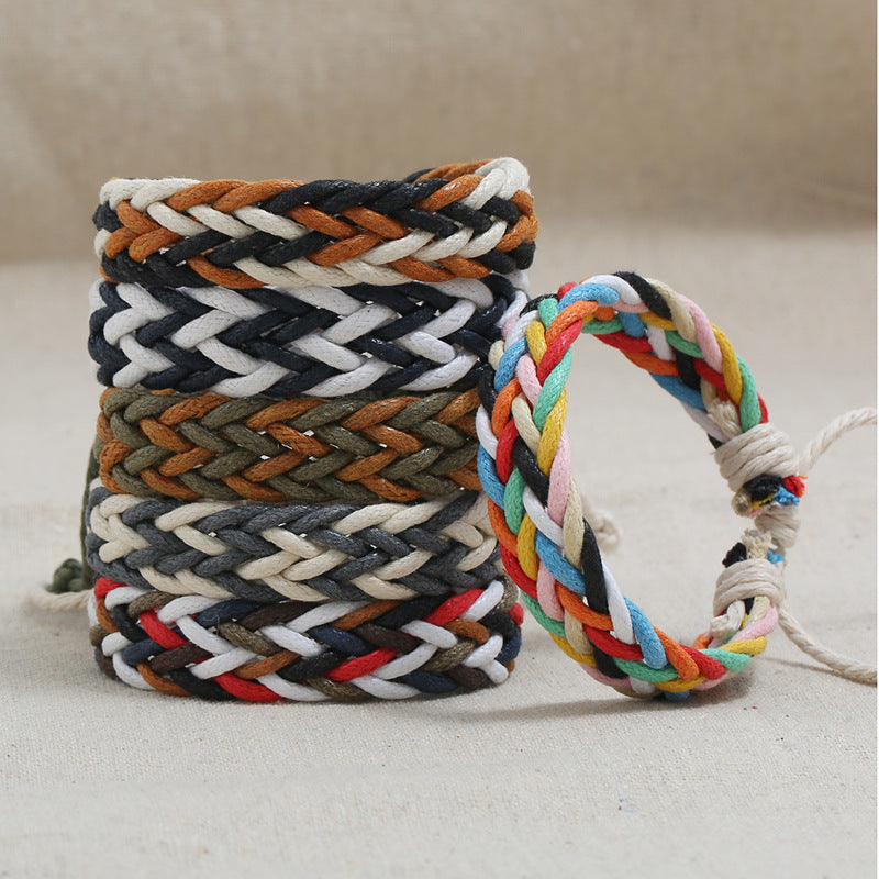 Wax Line Couple Ethnic Style Hand Bracelets