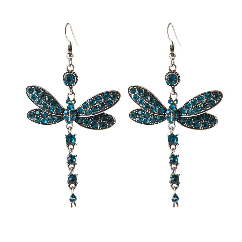 Crystal Insect Shape Vintage Ethnic Style Tassel Imitation Tibetan Sier Earrings