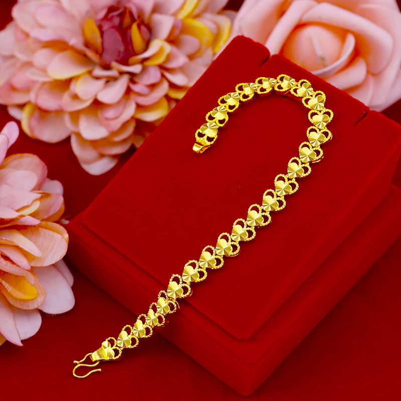 Women's Sand Gold Thai Versatile Brass Plated Heart Bracelets