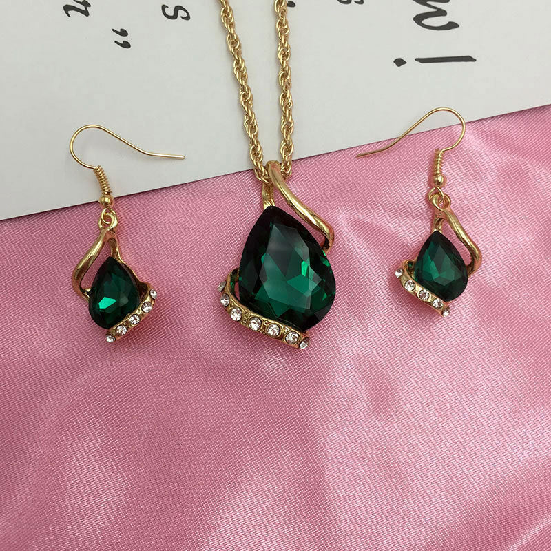 Women's Dinner Wedding Water Drop Heart-shaped Austrian Crystal Zircon Bridal Decorations Necklaces