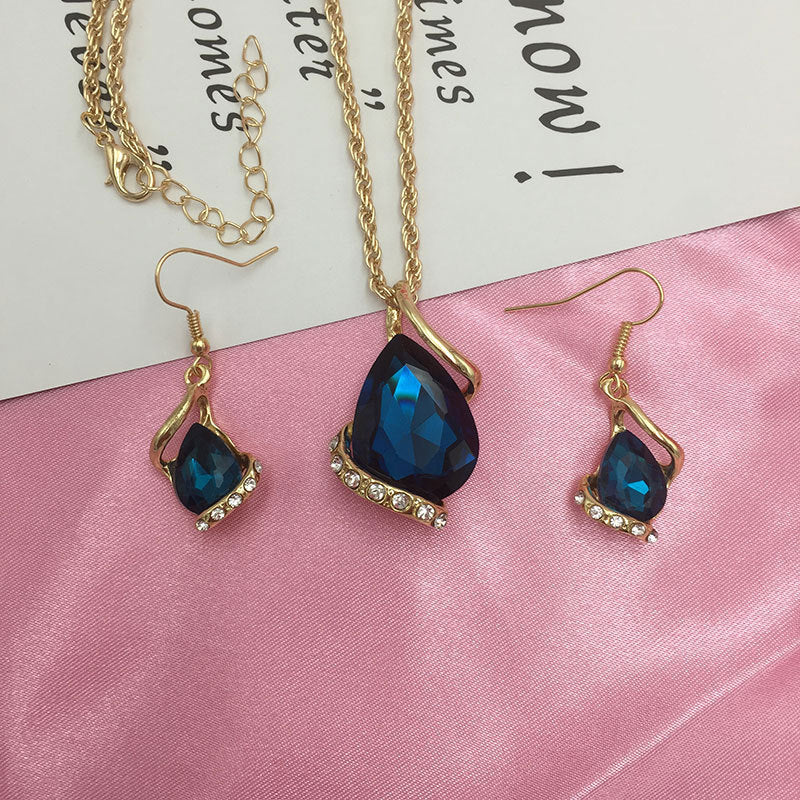 Women's Dinner Wedding Water Drop Heart-shaped Austrian Crystal Zircon Bridal Decorations Necklaces