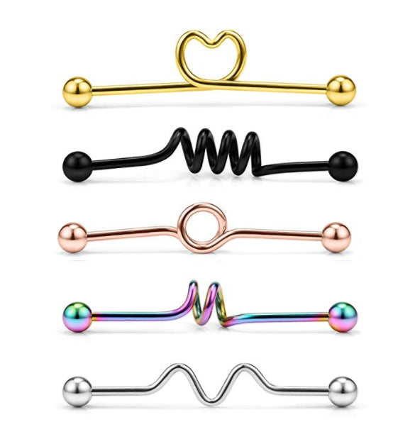 Piece Piercing Industrial Long Brush Holder Earrings