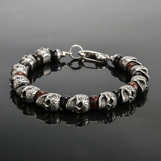 Stainless Steel Skull High Quality Natural Bracelets