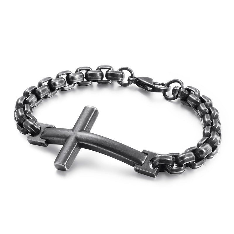 Bracelets carrés en acier titane personnalisés pour hommes, tendance, croix en acier inoxydable