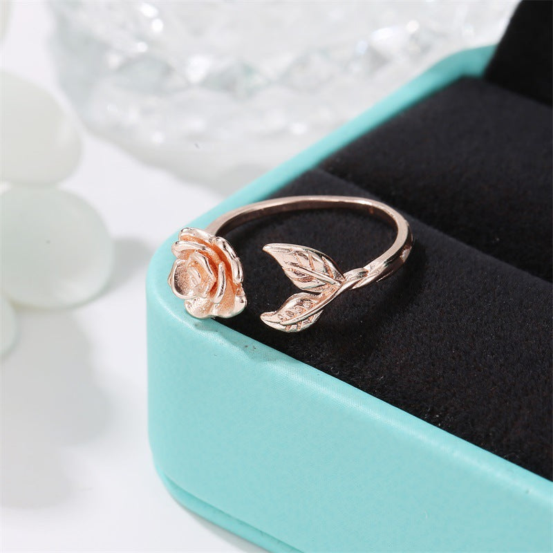 Women's Rose Personalized Hand Jewelry Valentine's Day Rings