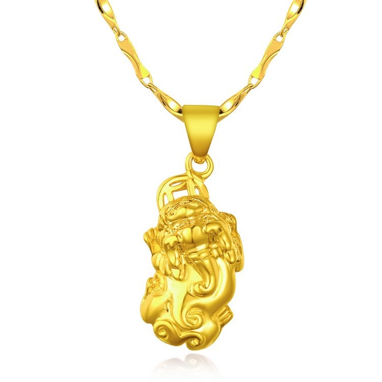 Chain Brass Double Water Wave Rose Necklace