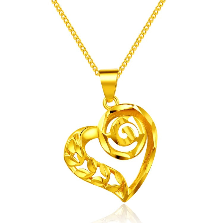 Chain Brass Double Water Wave Rose Necklace