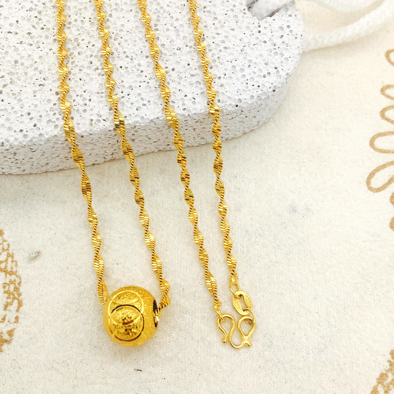 Chain Brass Double Water Wave Rose Necklace