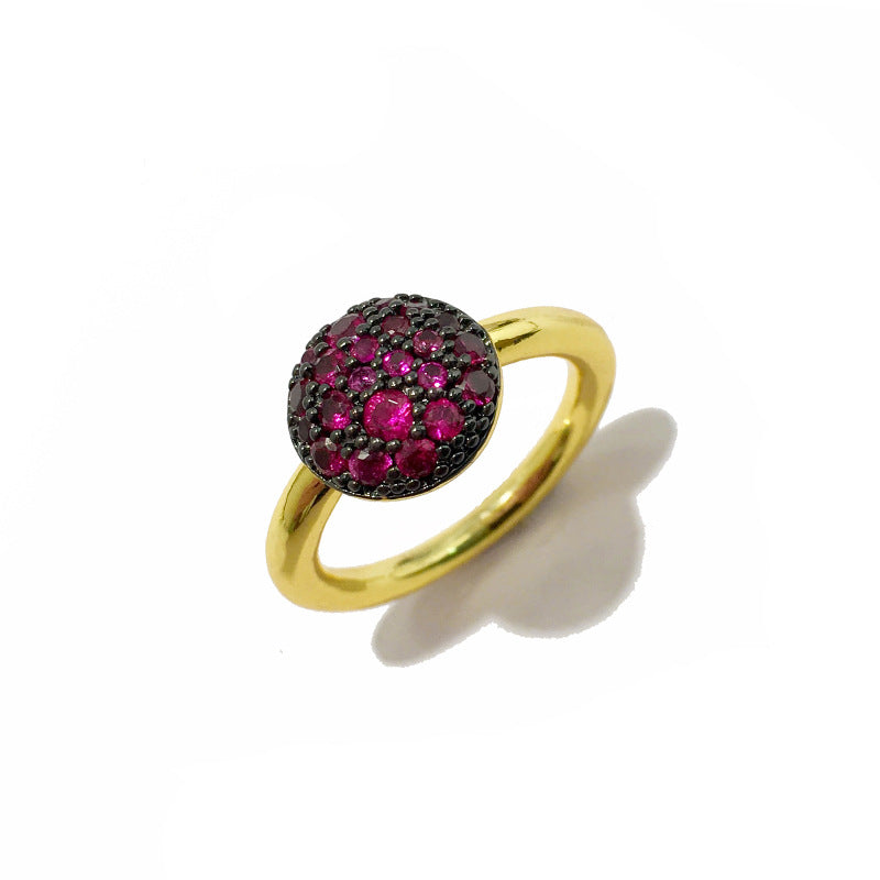Gorgeous Color Small Mushroom Round Colorful Crystals Female Rings